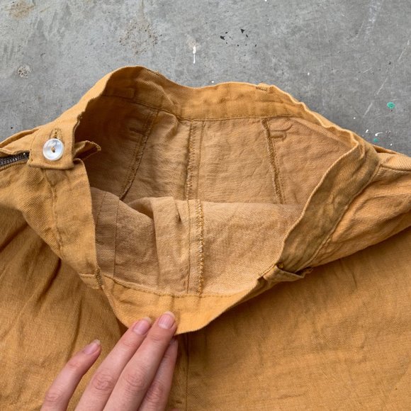 Mustard Yellow Linen High Waisted Bermuda Short High Rise Linen short - Picture 6 of 6